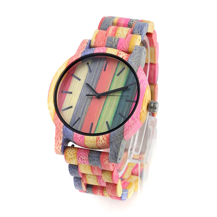 

custom logo eco friendly oem colorful bamboo wrist watch for women on sale, Maple/black/red/green/zebra/bamboo