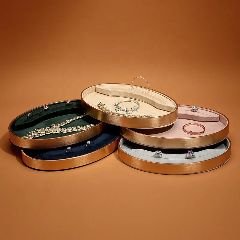 

Factory Custom Jewelry Tray round cylinder Jewelry Display Tray Luxury Jewelry Display Tray Metal