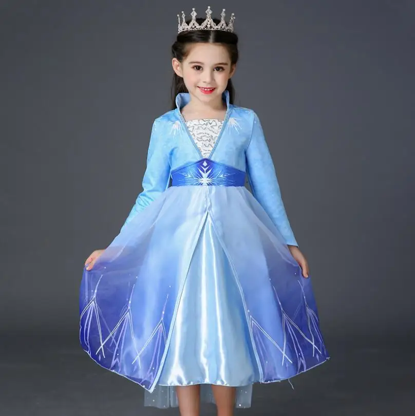 

Special Neck Blue Girls Dresses Princess Style Blue Girls Dresses