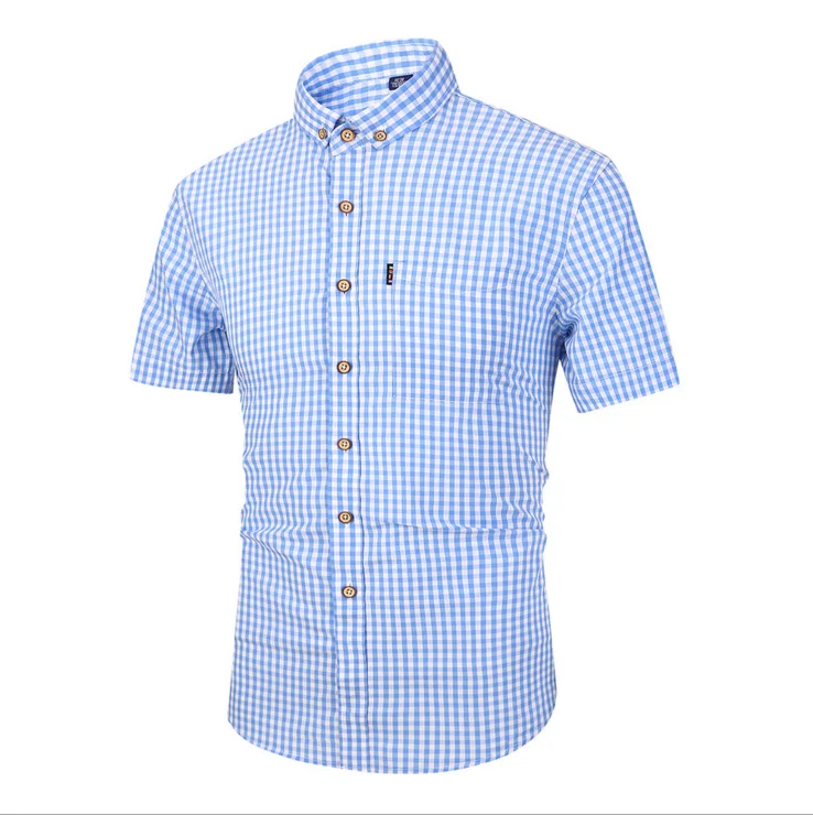 

Fashion plaid men's casual cotton short-sleeved summer shirt, Colors