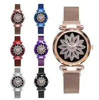 

Luxury Rose Gold Women Mesh Magnet Buckle Watches Hot Fashion Flowers Elegant Ladies Wristwatches Female Magnetic Watch Clock