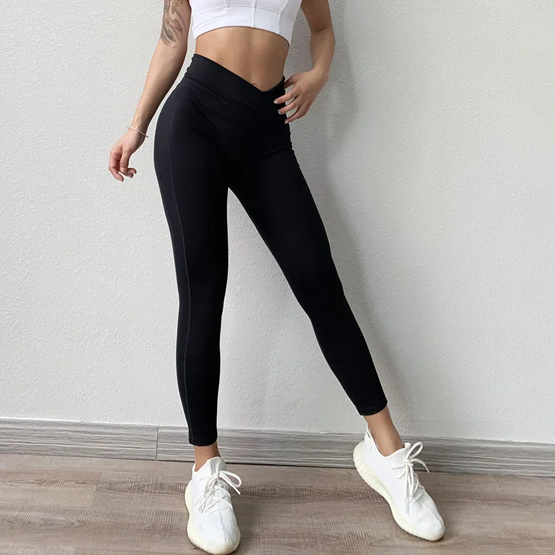 

dropshipping gym wear womans compression cross waist leggings fitness slim fit blank yoga pants