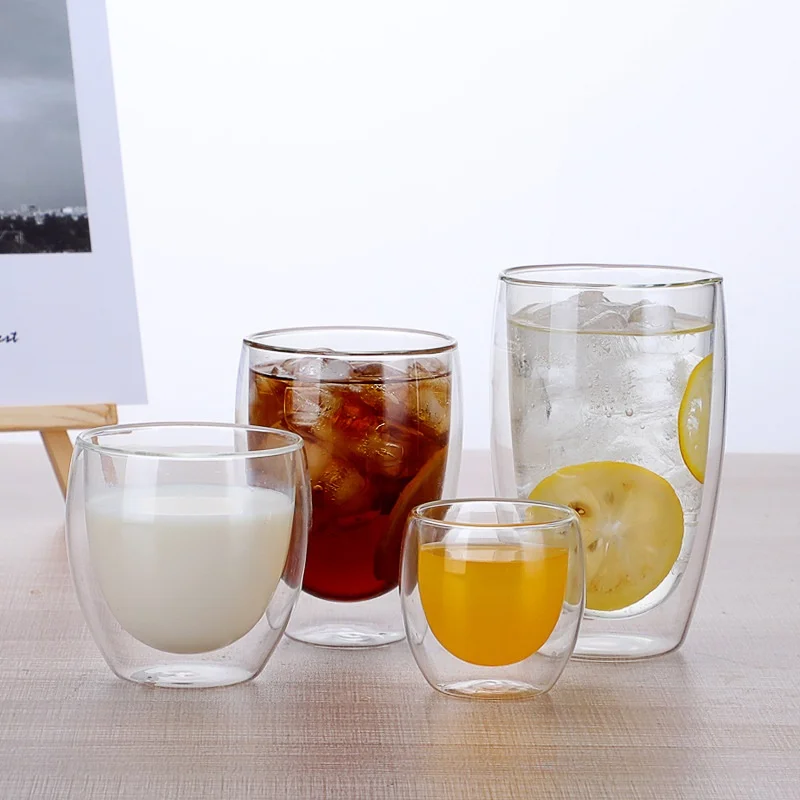 

Heat insulation handmade double wall glass cup, Clear