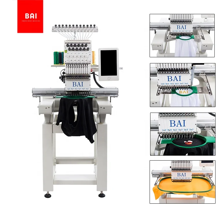 
BAI computerized single head embroidery machine for flat hat t shirt 