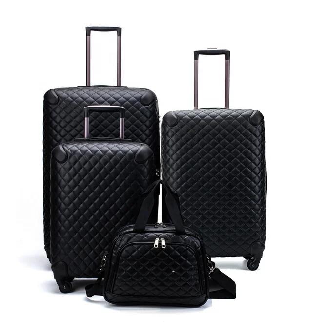 

PU custom trolley spinner luggage bag 4 sets travel suitcase sets 20 24 28 trolley luggage bag sets, Brown or custom available