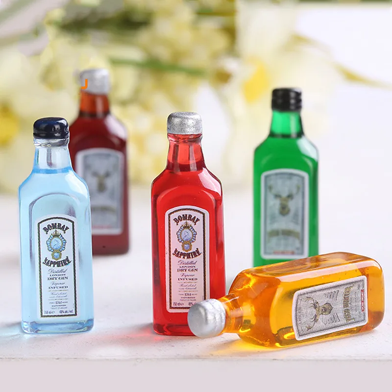 

DIY 3D mini Simulation wine bottle Mobile cell phone case necklace earrings Jewelry resin charms, Multi