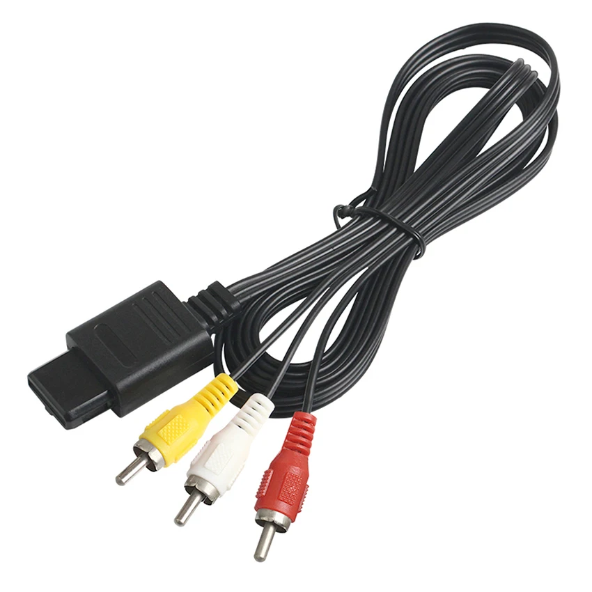 

1.8M 6ft AV TV RCA Video Cord Cable For SNES Game Cube For Nintendo N64/64 Game Cable For SFC 2 Audio Output Connectors