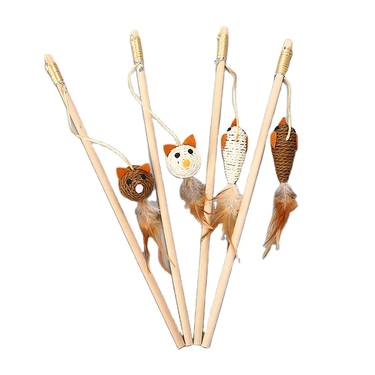 

HY-Manufacturer Wholesale Cat Toys Cat Fishing Toys Teasers Play Funny Feather Cat Toy, As pictures