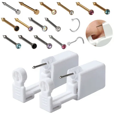 

Wholesale Nose Ring Nail Stainless Steel Punch Gun Nose Piercing Jewelry Tool Guns Nose Rings For Unisex, Colourful