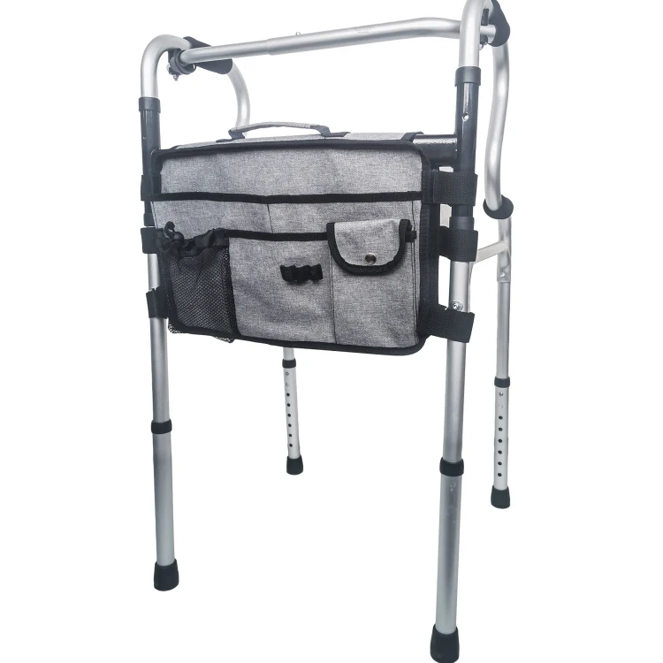 

Water Resistant Polyester Walker Tote Wheelchair Bag with Multi Pockets, Grey