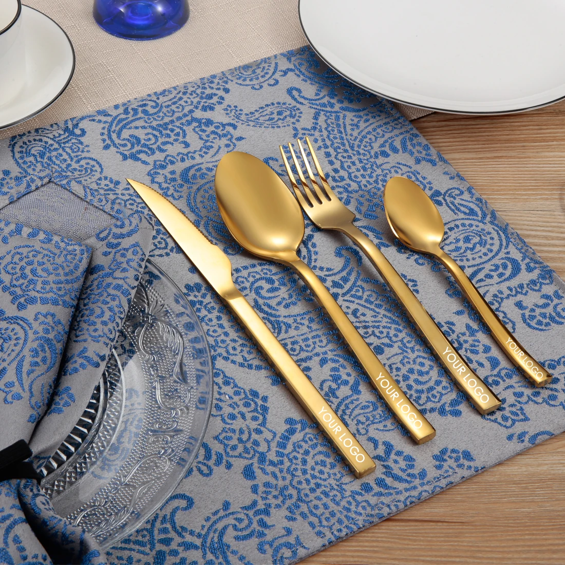 

18/0 stainless steel gold besteck set cubiertos dorados gouden bestekset brush gold cutlery set for wedding, Rose gold