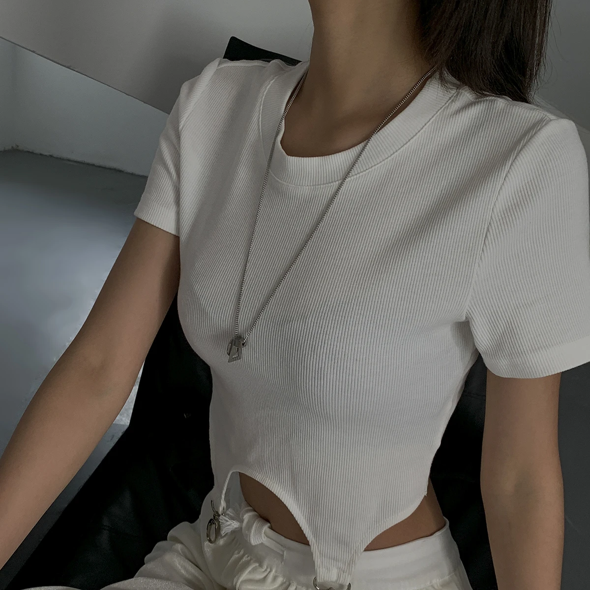 

SHIXIN Minimalist Classic Fashion Stainless Steel Necklace Geometric Accessories Jewelry Necklace Silver Mens Womens Necklaces