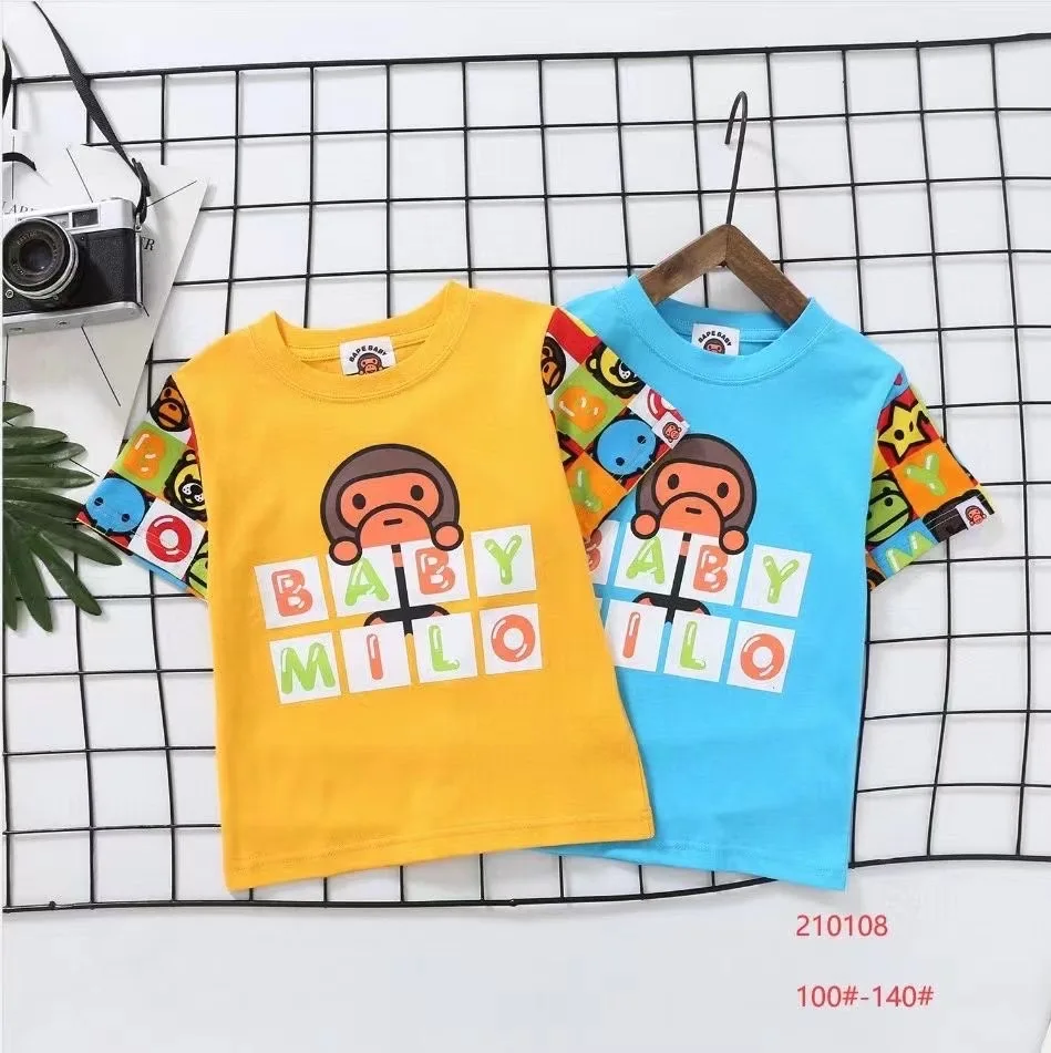 

Children boy summer t-shirt cartoon printed 100% cotton boy's T-shirt, As picture
