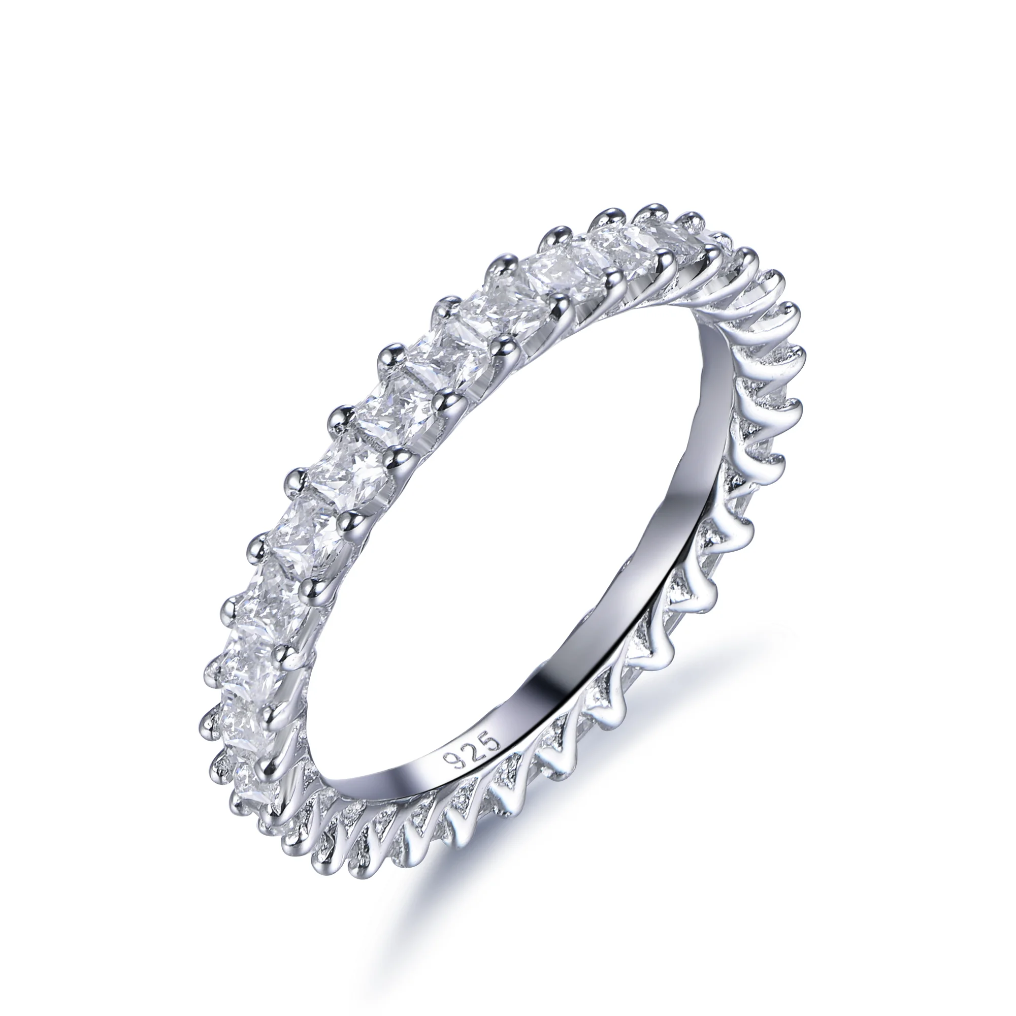 

Fashion CZ Tennis Ring Jewelry Lady Silver White Gold Plated Baguette Crystal Cubic Zirconia Women Diamond Rings for Girl