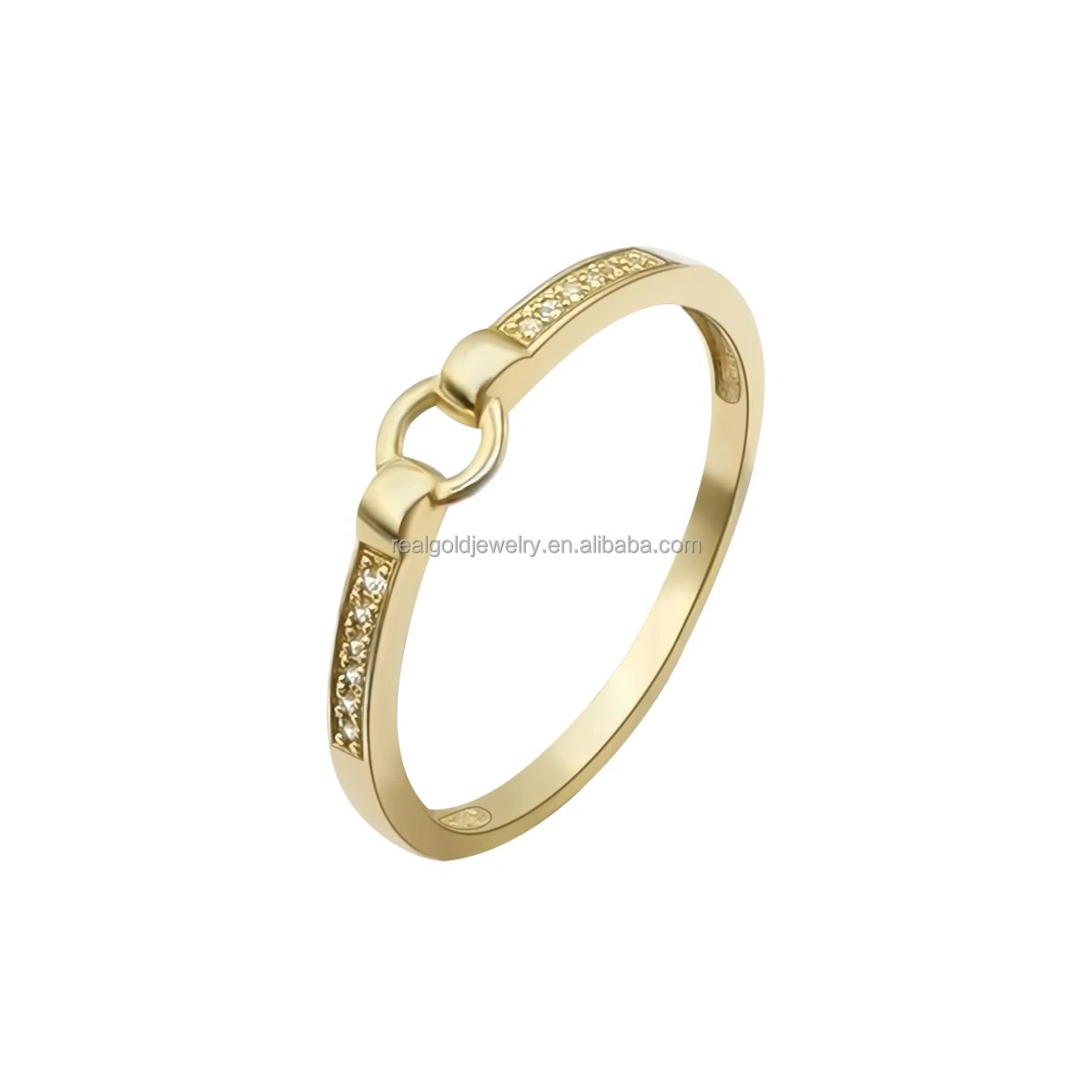 

Wholesale New Arrivals 9k Real Gold Ring with CZ Geometric Shape Customized 14K 18K Pure Gold Ring for Women Gift