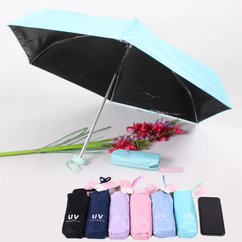 

uv sun/rain summer ladies 5fold mini colorful pocket umbrella, Customized