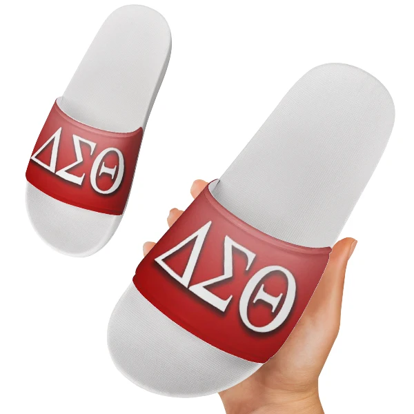 

FORUDESIGNS low MOQ Delta Sigma Theta design indoor outdoor slippers for men wholesale factory summer flat slide sandals, As picture or as customer's request