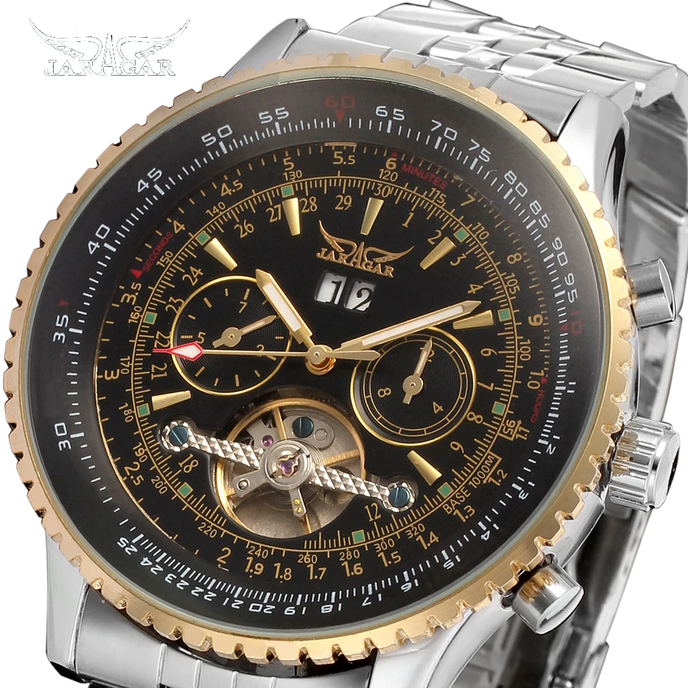 

Top Brand Luxury Mens Watches JARAGAR Men Military Sport Wristwatch Automatic Mechanical Tourbillon Watch relogio masculino, 3 colors
