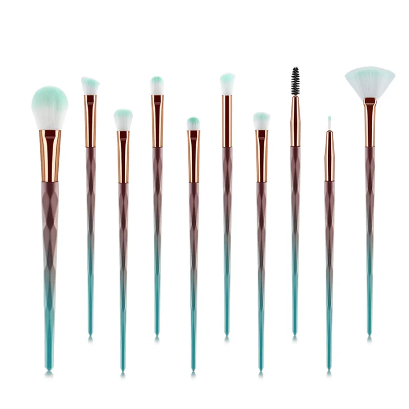 

Makeup Brush Set Wholesale Diy Shiny Handle Teal Makeup Brushes Set Kit