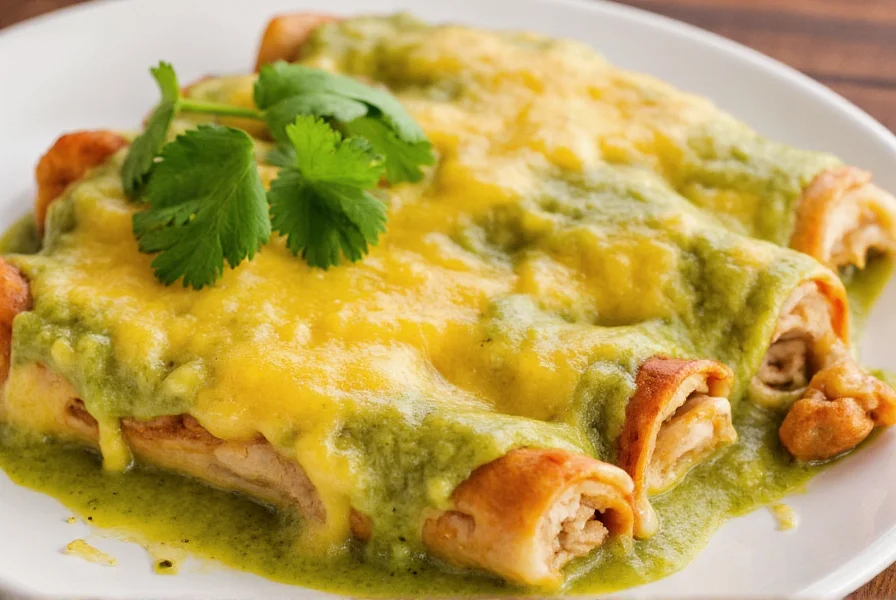Enchiladas di pollo al peperoncino verde con formaggio fuso