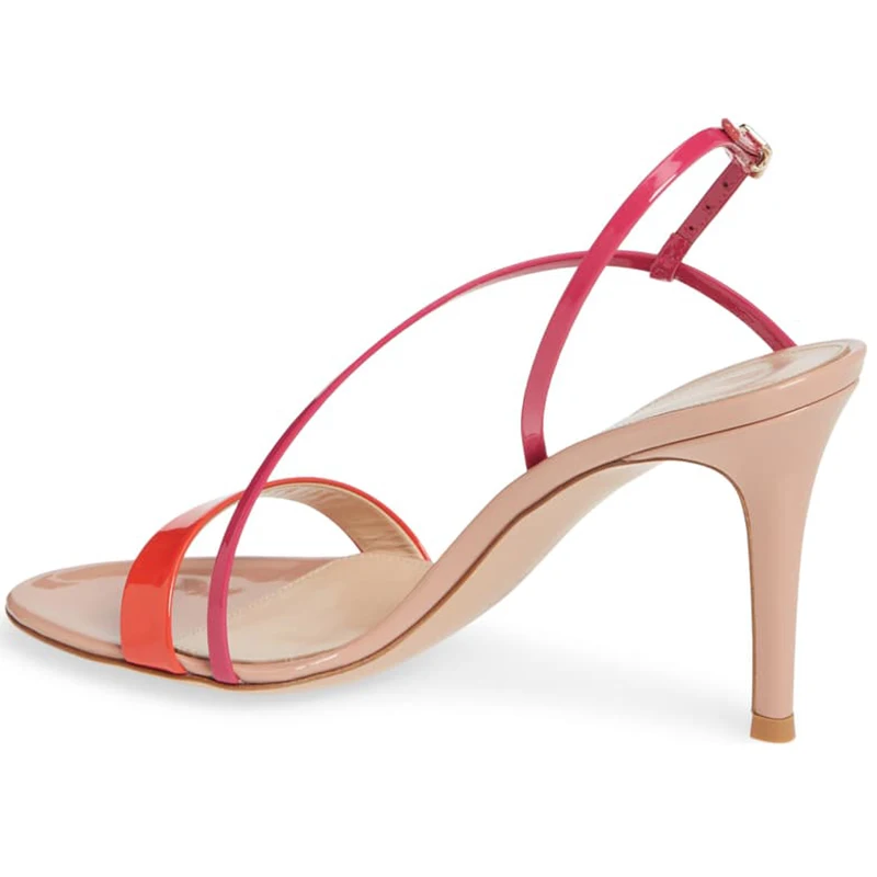 Plus Size Summer Color Ankle Strap Round Toe High Heel Shoes Sandals ...