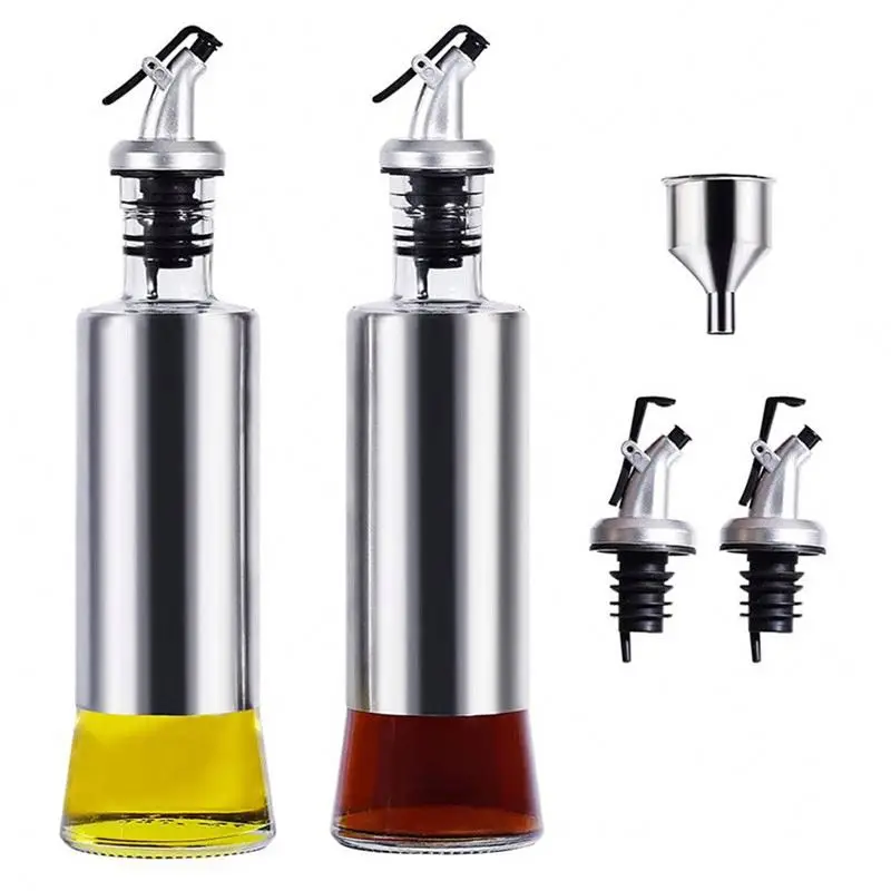 

200ml Glass Olive Oil Dispenser Bottle Leakproof Condiment Container Vinegar Cruet Wine for Kitchen, Transparent