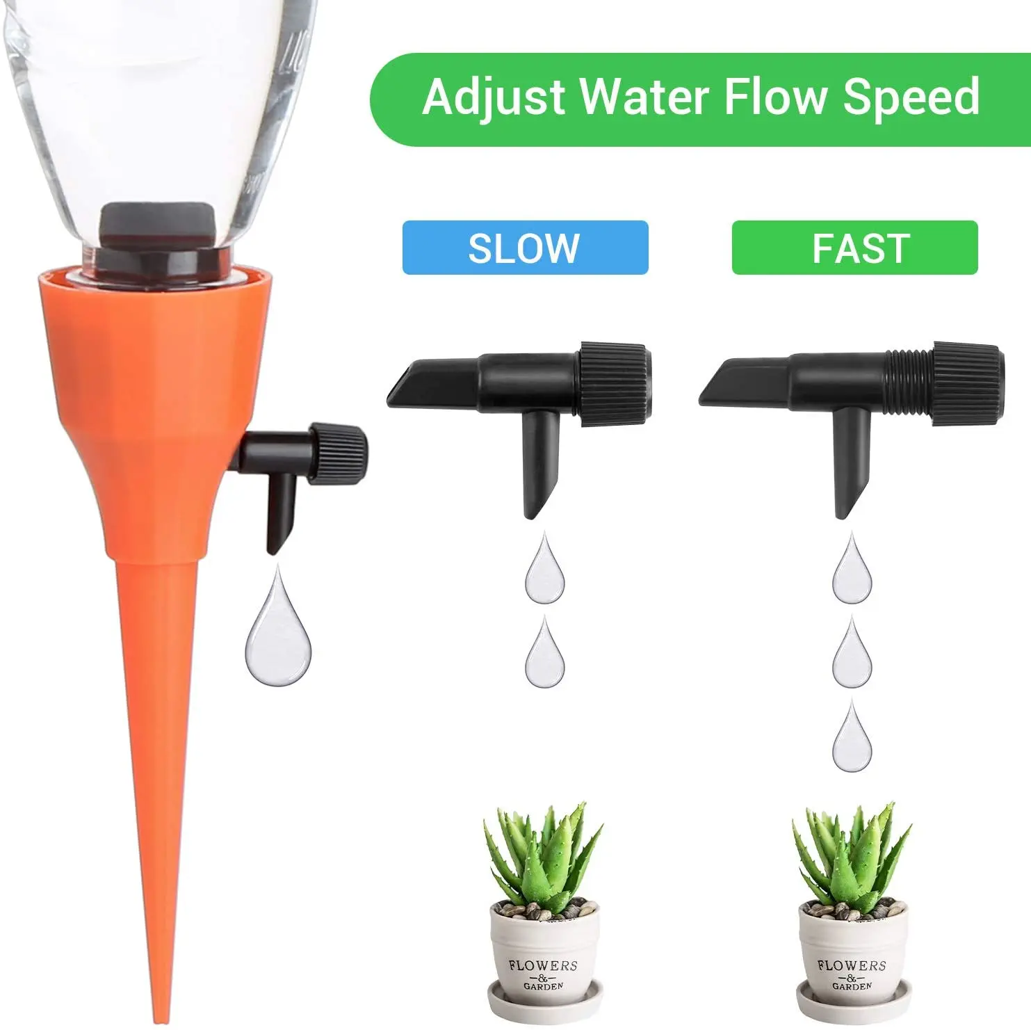 

Plant Self Watering Spikes Devices,Automatic Irrigation Equipment Plant Waterer with Slow Release Control Valve, Adjustable Wate