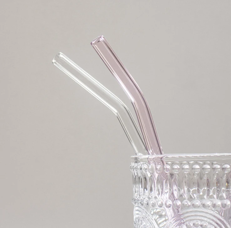 

Non-Toxic 5 Curving Straw With 1 Brush High Borosilicate Glass Straw Set, Transport color or customize color