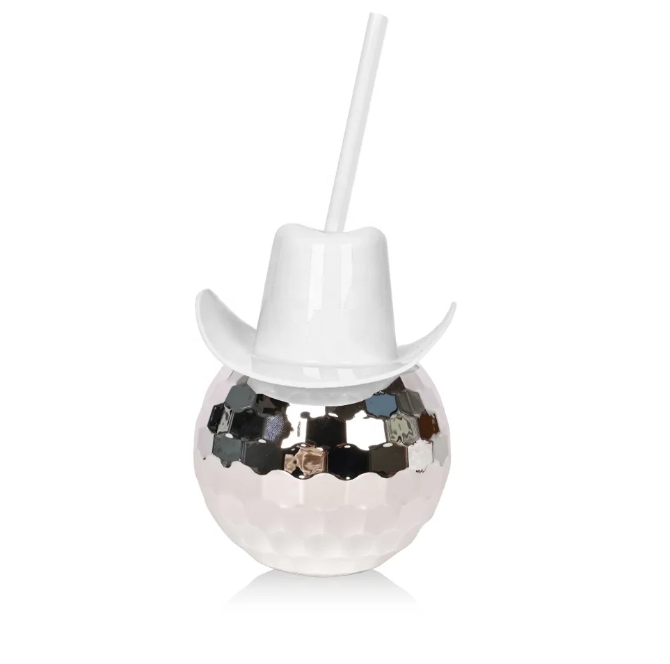 Shining 20 Oz Reusable Plastic Sparkly Glitter Disco Ball Cups Party Silver Disco Ball Cup for Bachelorette Party