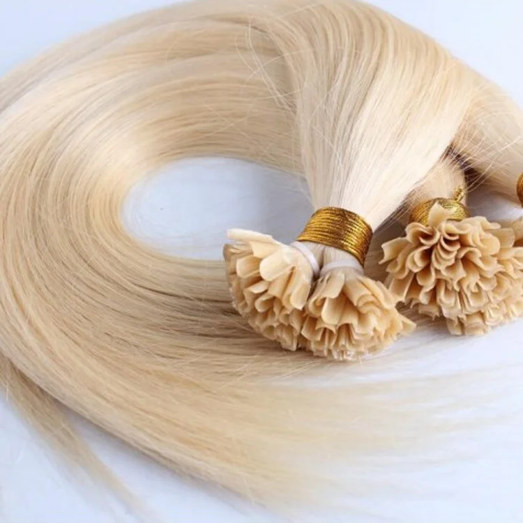 

100 Strands U Tip I Tip Pre Bonded Hair Extensions #613 Blonde Color 100% Virgin Cuticle Remy Keratin Human Hair Extensions