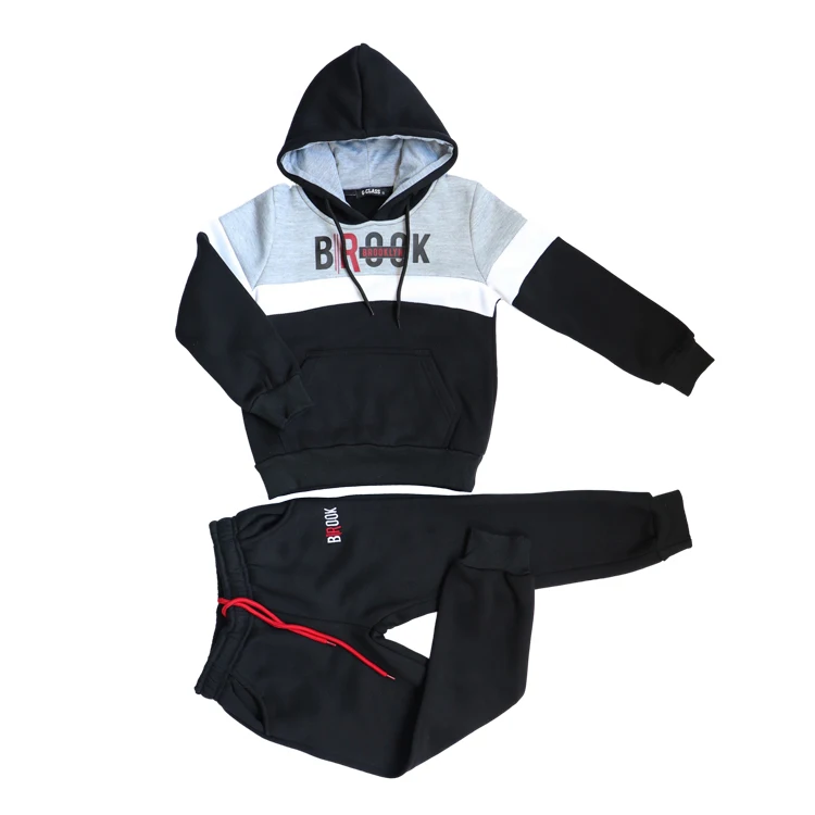 
Factory price low MOQ fashion sport style design 2 piece hoodie set 4 years baby boy clothes cotton clothing sets for winter 
