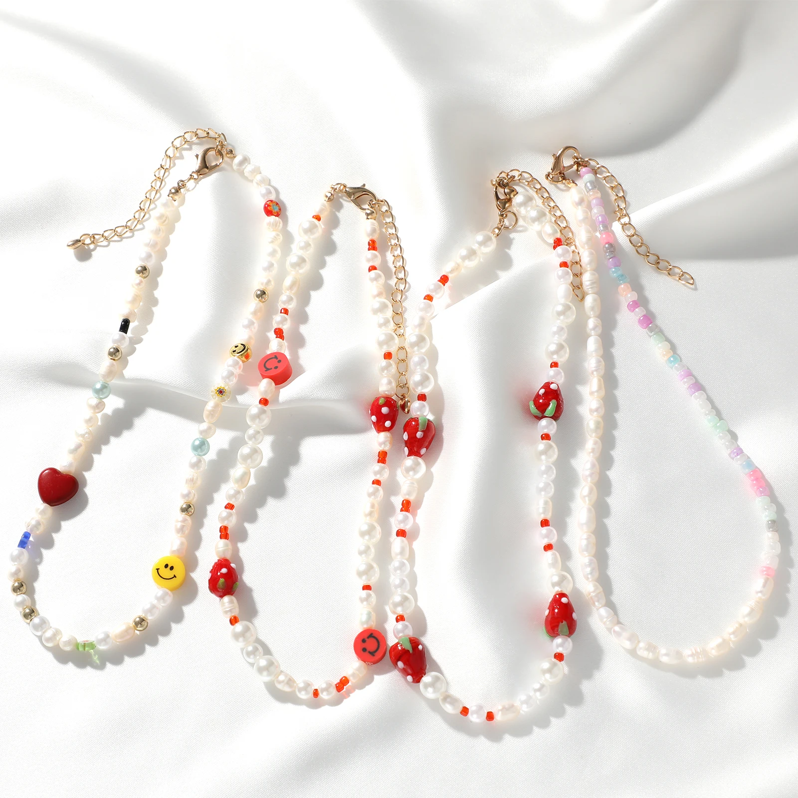 

Shangmu Drop Shipping Bead Necklace for Women Girl Heart Locker Necklace Freshwater Pearls Pear Necklace 2021