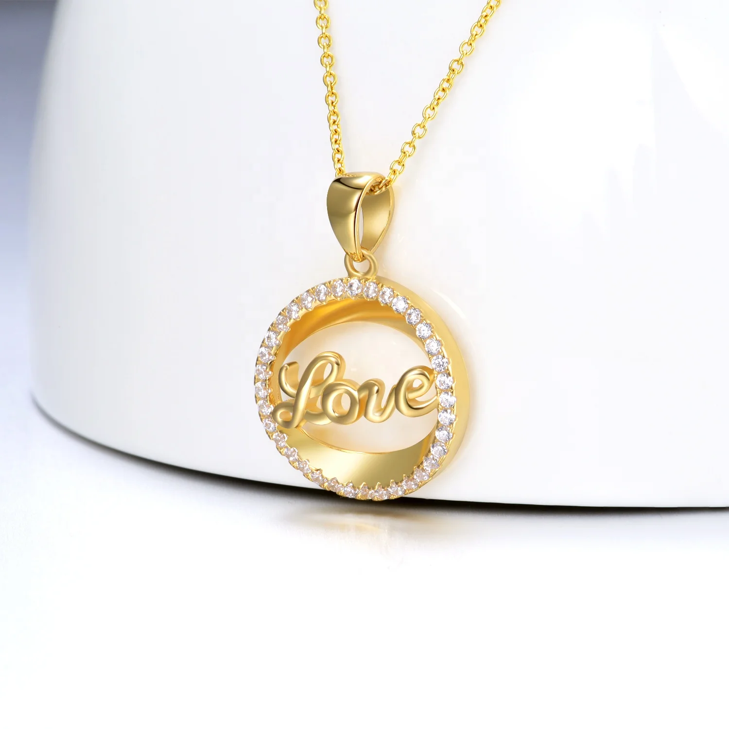 爱心项链aaa锆石18k黄金女孩首饰