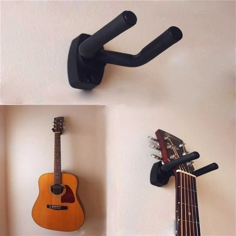 

Guitar Hanger Hook Holder Wall Mount Stand Rack Bracket Display Guitar Bass Screws Accessories, Black