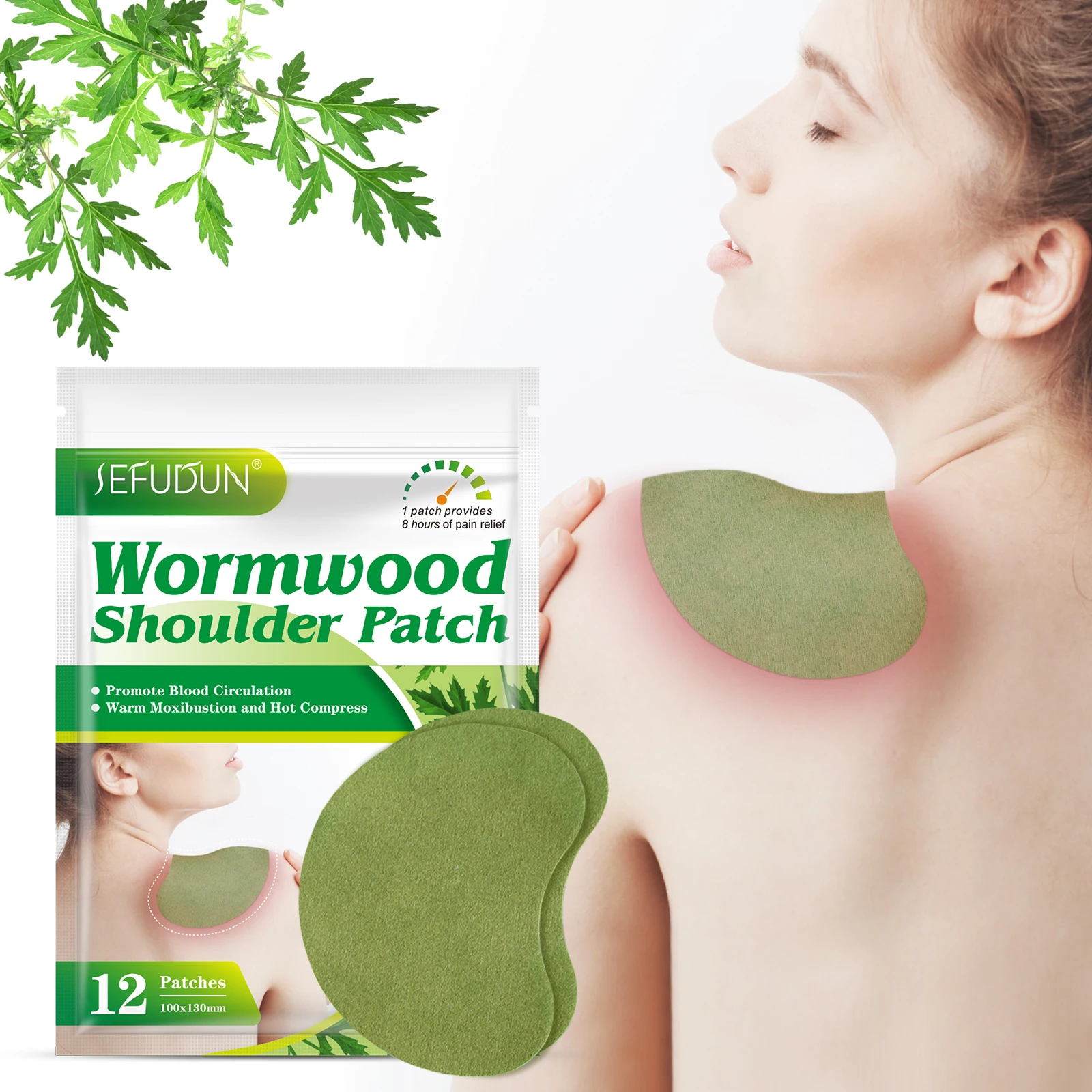 

SEFUDUN private label custom wholesale portable quick fix hot patch shoulder natural wormwood herbal pain relief patch