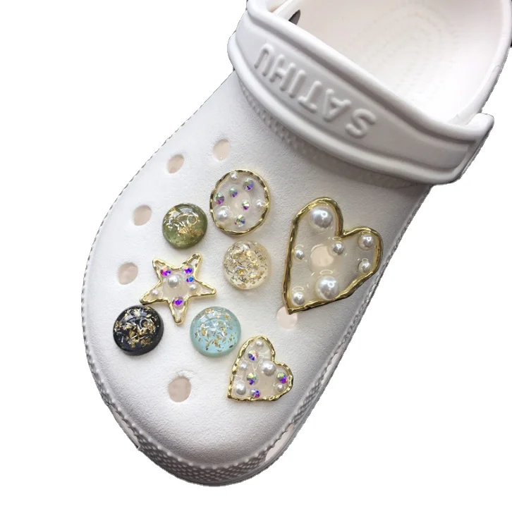 

Hole Ins Hot-selling shoe shoe buckle peach heart crystal diamond flower DIY stained glass diamond tyrant shoe buckle decoration