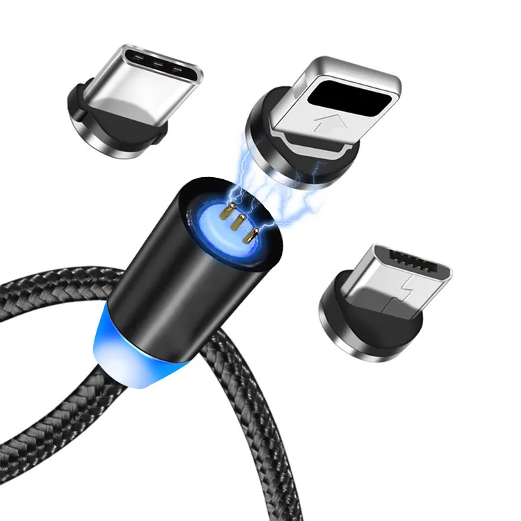 

3 in1 Nylon Braided Magnet Charger Fast Charge Micro USB Type-C Magnetic Charging Cable for 8 X XR XS