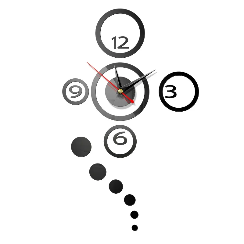 

3D Creative wall clock Mirror Wall Clock Wall Stickers Home Decoration, Colorful