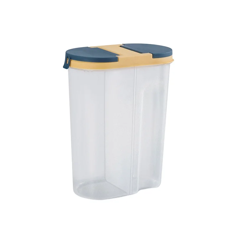 

New Kitchen transparent fresh-keeping sealed tank with lid double-compartment plastic storage tank