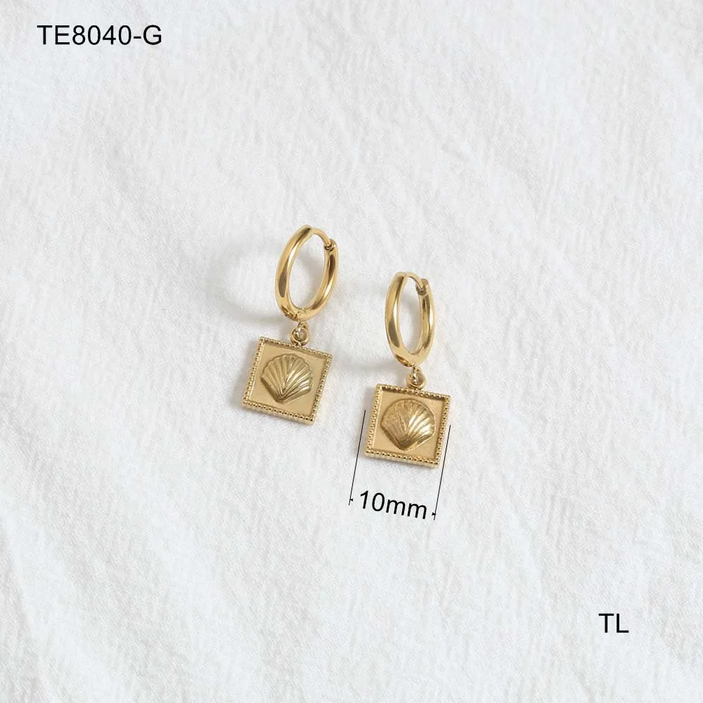 

high quality new jewelry 18k gold plated stainless steel Earrings waterproof top ranking Shell Patten earrings wholesale