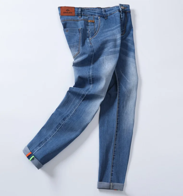 

2021 Top Brand New Men's Jeans Fashion Casual Slim Fit Denim Trousers Male Gray Black Khaki White Pants