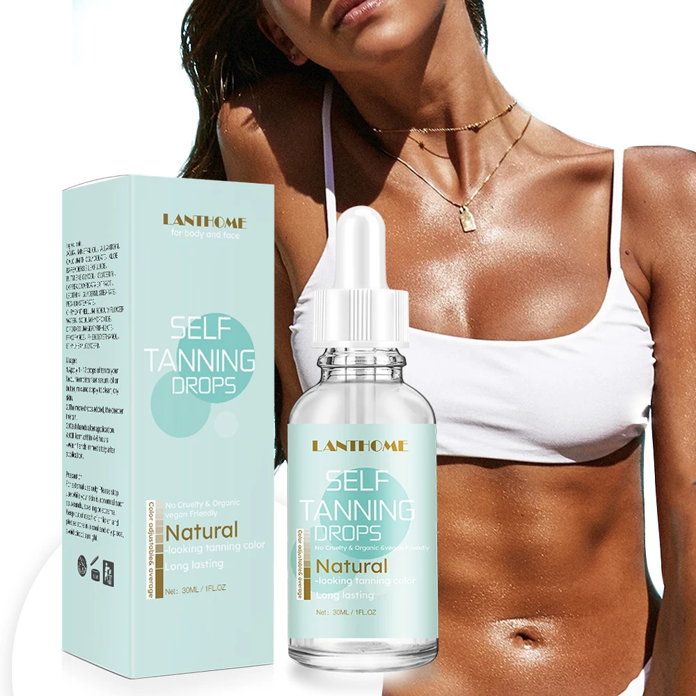 

Amazon Hot sale organic Self Tanner drops Tanning Drops Anti Aging Sunless Tanning Serum For Body Face, Clear