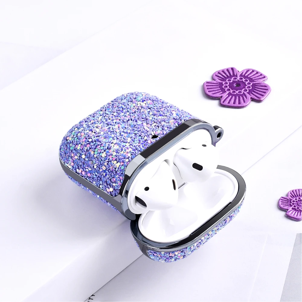 

Fashion Women Luxury Bling Leather Wireless Earphone Case For Airpod Headphone