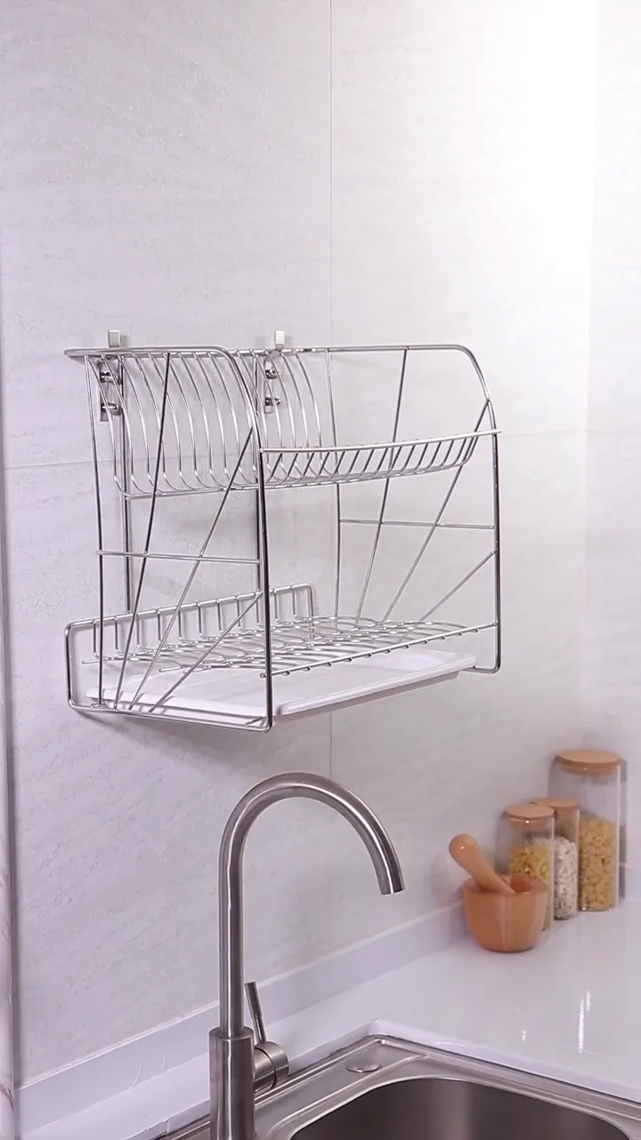 Stainless Steel Wall Mounted Dish Drying Racks Drainer Organizer