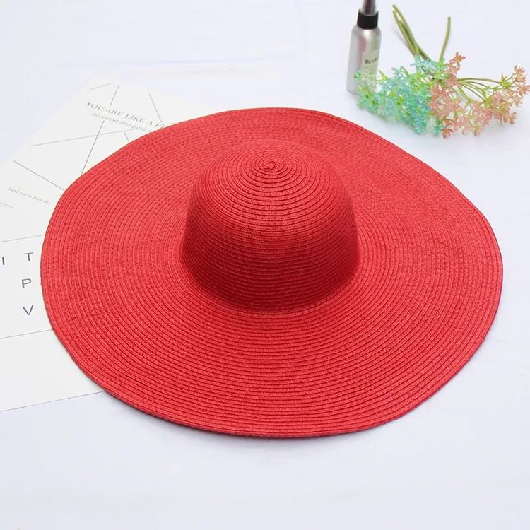 

Custom Logo Acceptable Wholesale Summer Sombreros Lady Big Brim Floppy Paper Straw Hat Sun Cheap Fold Beach Hat Women Straw Hat