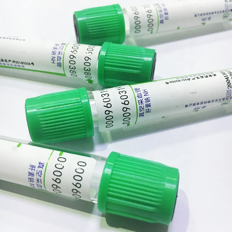 
Green Top Disposable Heparin Lithium Blood Collection Tube 