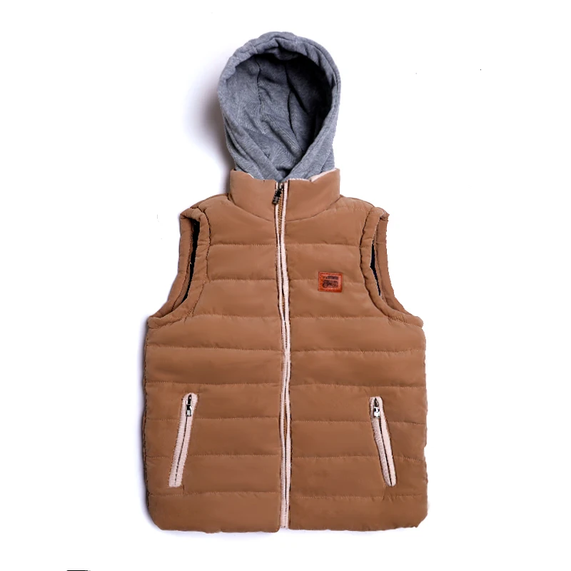 Chaleco de Pluma para Hombre con Capucha Desmontable Chaqueta Abrigo sin Mangas con Bolsillos de Cremallera Ligero Calentito Invierno JOOBOX
