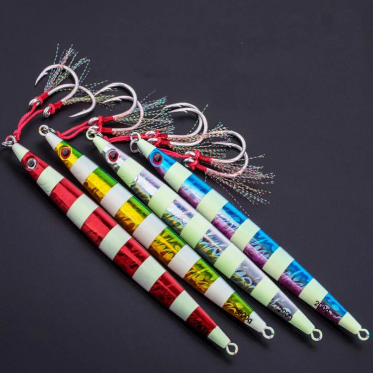 

100g150g200g250g300g400 Luminous speed metal jig lure marine boat casting jigging fast Jig vertical fishing bait, 5 colors