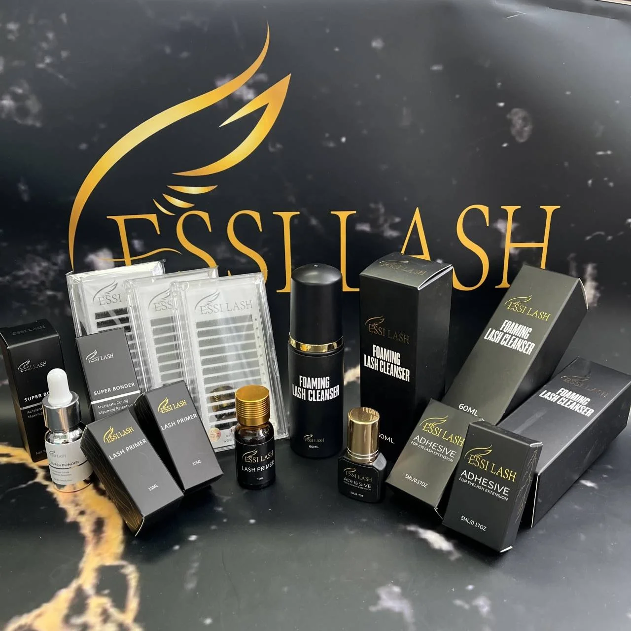 

ESSI LASH Supply Private label Luxury Deep Black Velvet Matte Korea Lashes False Eyelashes Individual Silk Volume Eyelash Extens