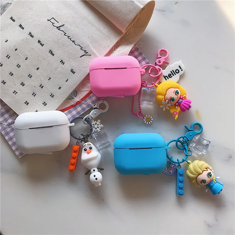 

Free Shipping Anime Princess Palf Frozen earphone Case For Airpods 1 2 Pro Cute Doll Keychain, Colorful